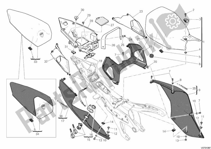 All parts for the Seat of the Ducati Superbike 1199 Panigale S USA 2012